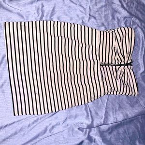 Cream and black striped tube mini dress